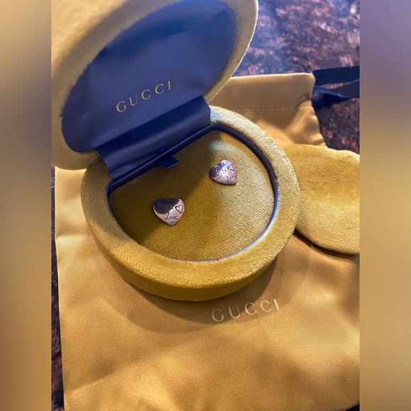 Gucci Blind For Love Heart Earrings Silver 925 NEW - Picture 5 of 6